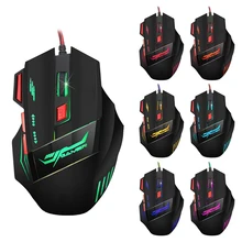 Светодиодный, оптическая, USB, регулируемая, проводная, RGB игровая мышь, 7 кнопок, 3200 dpi, 5500 dpi, для ноутбука, компьютера, Pro Gamer, игровая мышь