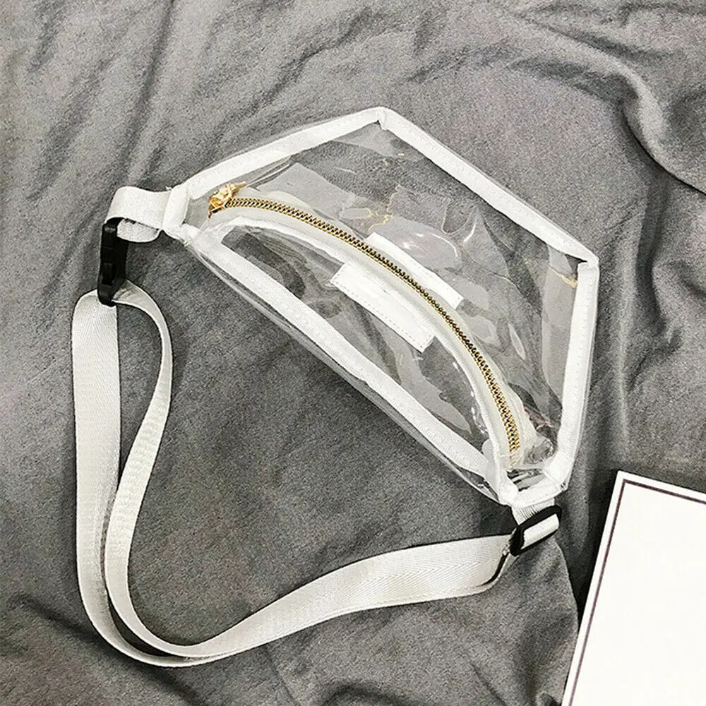 Женская Прозрачная ПВХ прозрачный на молнии поясная сумка на пояс Дамская портативная Дорожная сумка на бедрах Новая мода стиль - Цвет: Белый