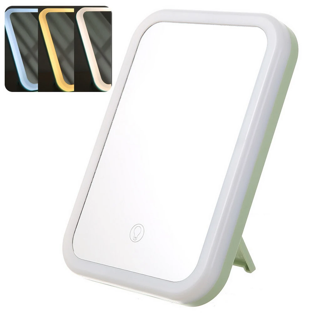 Charging 3 light LDE зеркало для макияжа, косметическое зеркало для общежития, настольное Монохромное зеркало для макияжа, женское складное портативное зеркало для студентов - Цвет: Charging 3 light