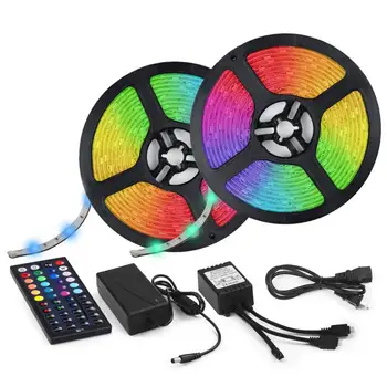 

Upgraded 2019 LED Strip Lights Kit 32.8ft w/Extra Adhesive 3M Tape - 300 LEDs SMD 5050 RGB Light, 44 Key Remote Controller