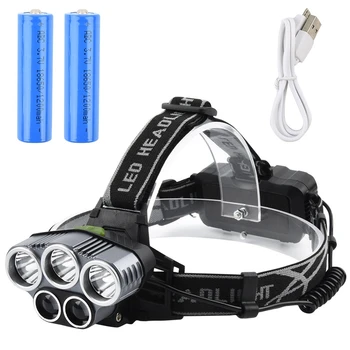 

5X T6 LED Headlamp Rechargeable Head Light Waterproof Headlight Adjustable Headband, Perfect for Camping, Hiking
