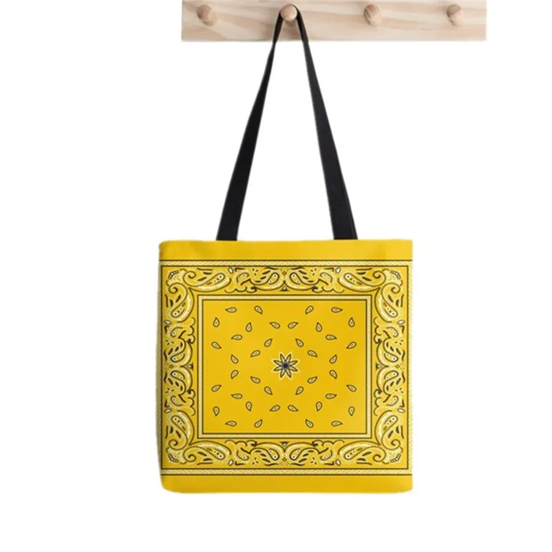 2021 Shopper Bandana repeat personality Print Tote Bag women Harajuku shopper handbag girl Shoulder shopping bag Lady Canvas Bag