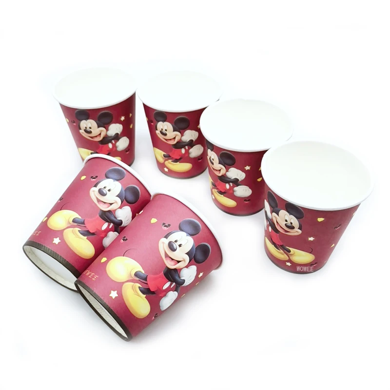 For 6 Kids Red Mickey Mouse Party Supplies Decorations Birthday Party Favors Cups Tablecloth Balloons Caketopper