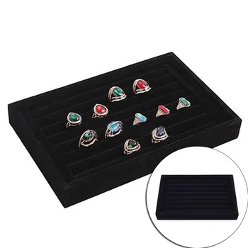 

Ring Earrings Necklace Jewelry Organizer Velvet Jewelry Box Insert Display Packaging Storage Showcase Flat Stackable Tray Holder