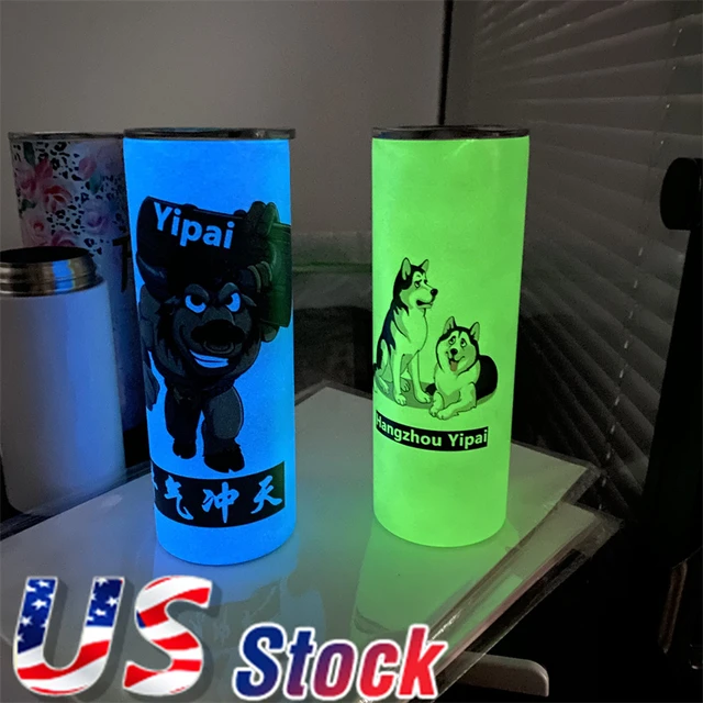 20oz Sublimation Blanks Straight Cup Glow In The Dark Skinny Tumbler Water  Bottle with Closed Lid and Straw for Heat Press - AliExpress