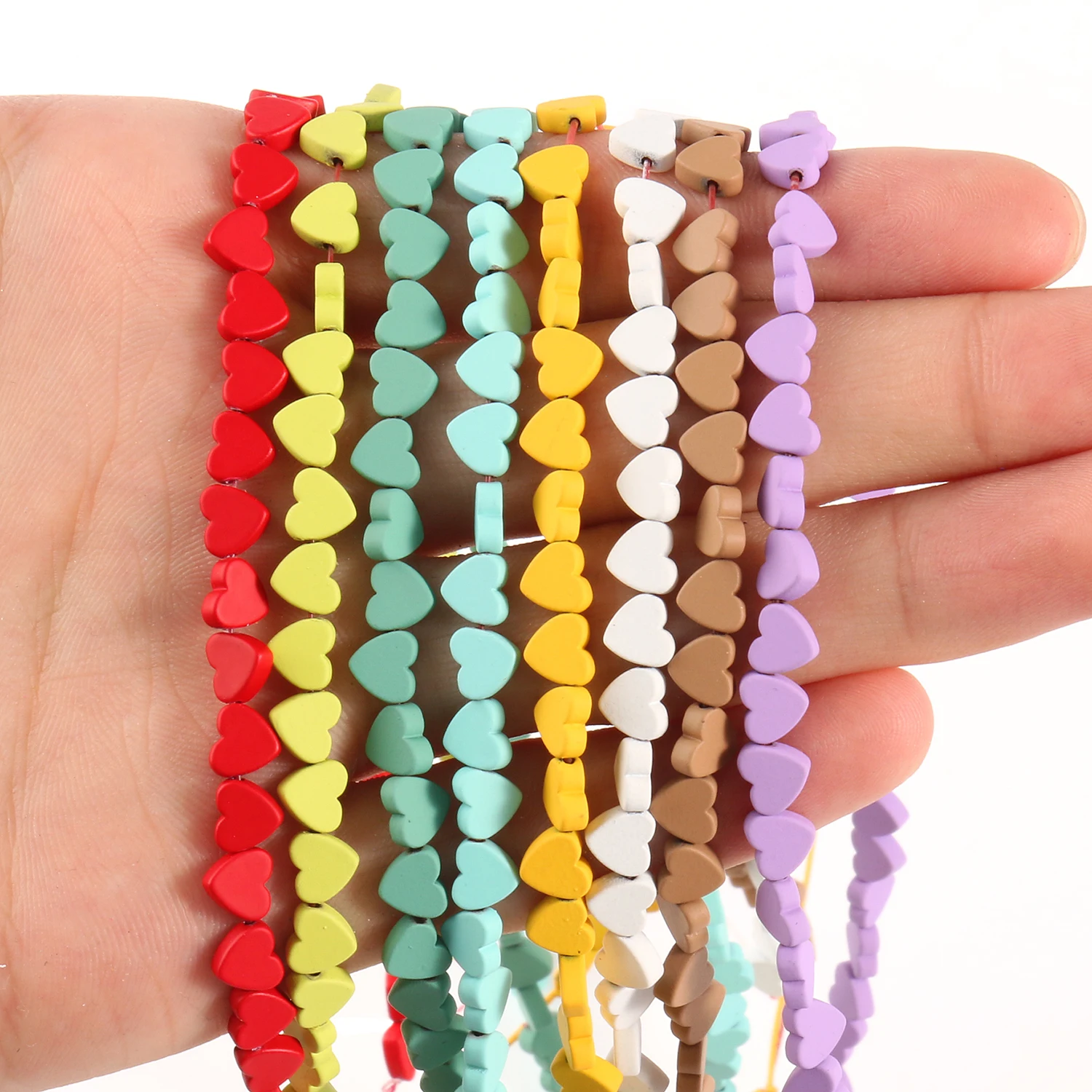 6/8mm gomma naturale a forma di cuore multicolore pietra emate perline rotonde allentate per accessori creazione di gioielli braccialetto fai da te 15  36