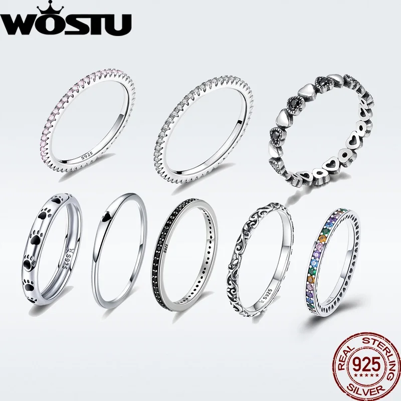Wostu Argent Sterling 925 Papillon Zircone cubique Ouvert réglable Ring fashion cadeau femmes