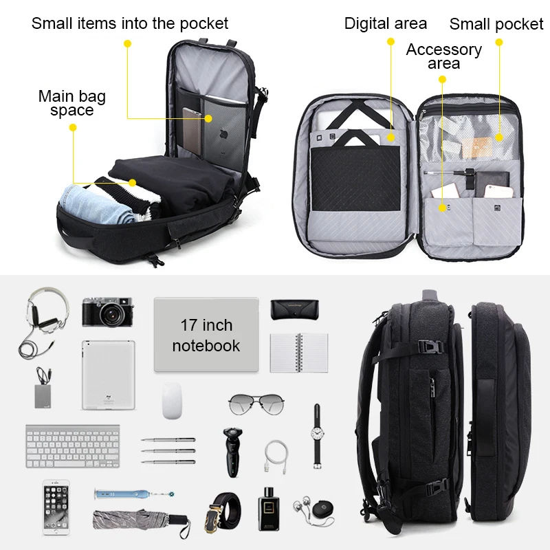 ARCTIC HUNTER New Detachable Waterproof Laptop Men's Backpack Leisure Bag Sport Travel Business Notebook Male Bag Schoolbag Pack