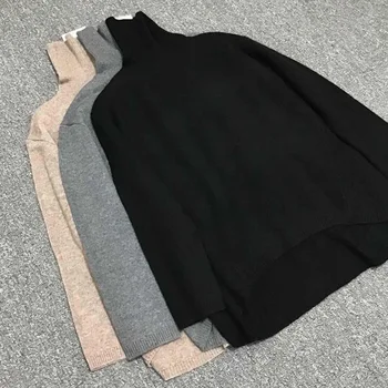 

Women Sweater Wool / Cashmere High Collar Solid Sweater