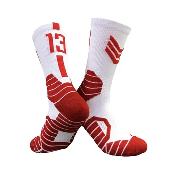 

Autumn Basketball Stockings Anti-Slip Color-Contrast Stripes Sports Star Number Socks with Thicken Towel Bottom For Men Women