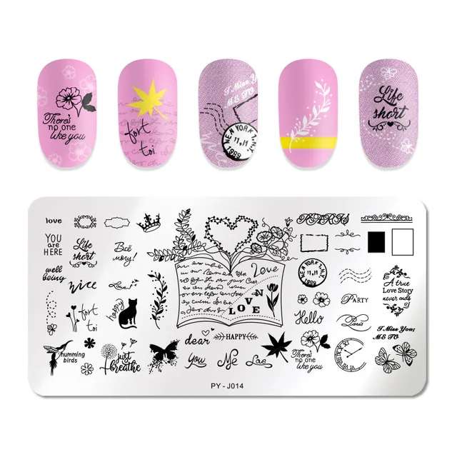 Nail Art Stainless Steel Printing Plate Blue Film Steel Plate Geometric Flower Series Painted Printing Transfer Template Nails PY-J014