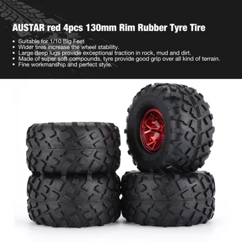 

NEW AUSTAR 4pcs AX-3004 130mm Rim Rubber Tyre Tire Wheel Plastic Hub for 1/10 RC Bigfoot Model HSP HPI Beadlock Spare Parts
