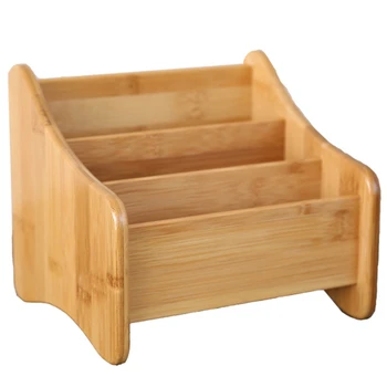 

3 Grid Bamboo Remote Control Storage Box Stationery Headphone Cable Cell Phone Office Desktop Storage Box Multifunctional Storag