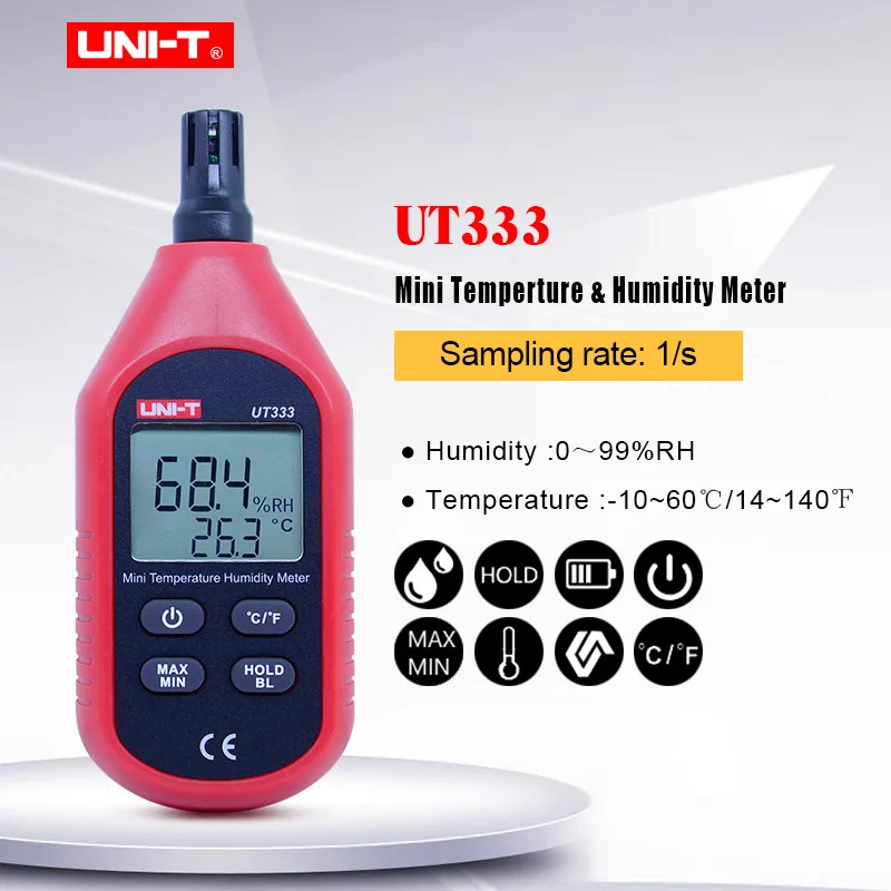 

UNI-T UT333 Mini Temperature Humidity Meter Indoor Outdoor Hygrometer Overload Indication Unit Conversion LCD Backlight