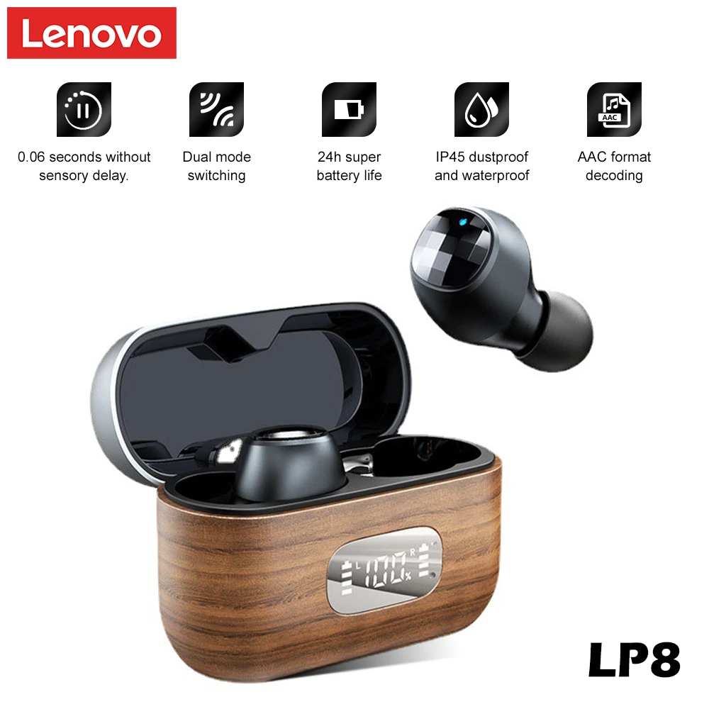 Lenovo Lp8 Gaming Headset Wireless Bluetooth Headphones Hi Fi Stereo Earphones In Ear Sports Earbuds With Mic Noice Cancelling Earphones Headphones Aliexpress