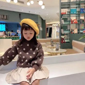 

2020 New Arrival Girls Boys Dots Knitted Pullover Sweaters Winter Full Sleeve Fashion Kids