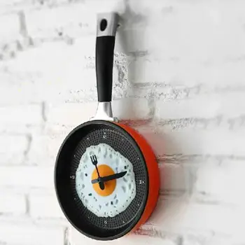 

New Design Creative Omelette Pot Shape Kitchen Clock Creative Modern Home Decoration Hanging Watch Wall Clock Decor
