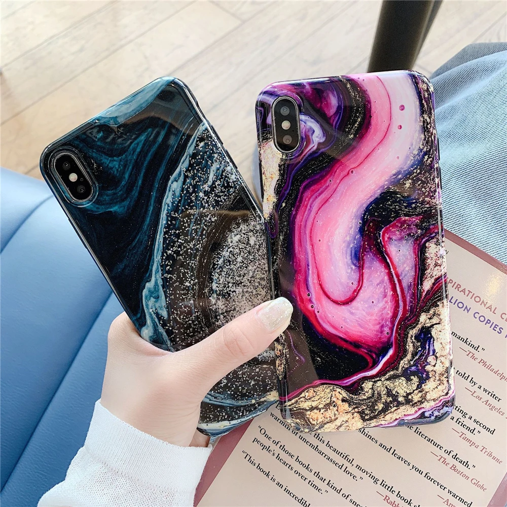 Luxury marble mobile phone caser for iphone 7Plus 8Plus X XR XS MAX 6 6S 8 7 Plus Glossy soft silicon case Back cover capa | Мобильные