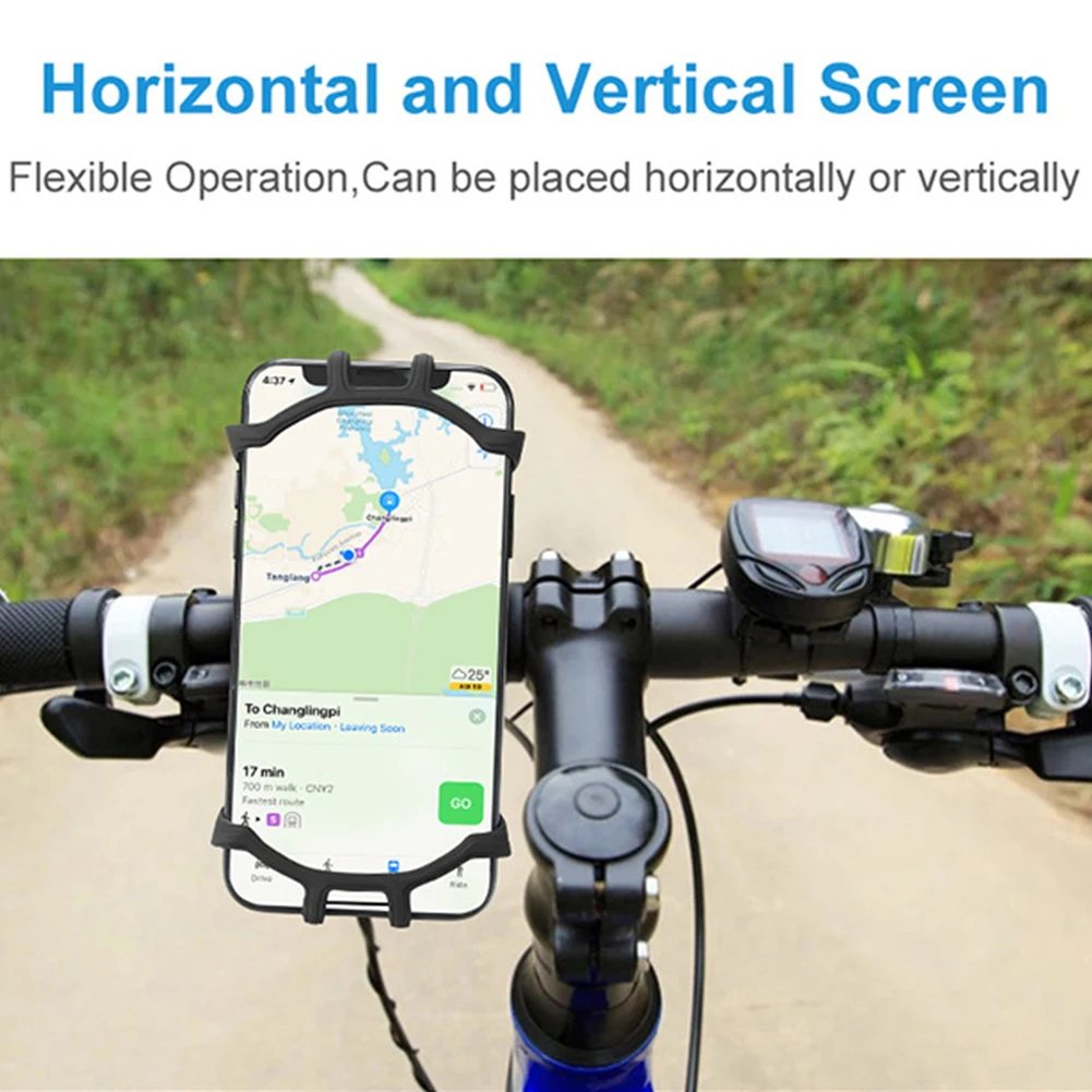 

Durable Stable Cycling Outdoor With Clamp Bicycle Handle Silicone Stretchy 360 Degree Rotatable Phone Holder Riding Universal