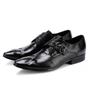 

England design men's casual wedding party wear natural leather shoes crocodile pattern point toe shoe zapatos de hombre sneaker