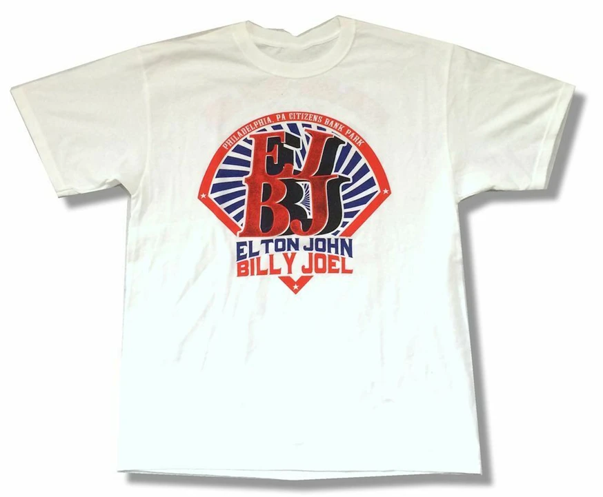 Elton John Billy Joel Face 2 Philadelphia show 2009 белая рубашка Новинка Тур 2Xl 7Xl футболка | Мужская