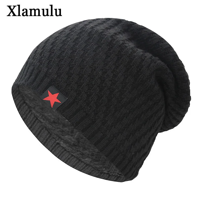 Шапки Xlamulu вязаные шапки зимняя женская шапка теплые мешковатые мужские