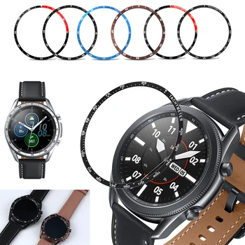 

Stainless Steel smart watch Cover For Samsung Galaxy Watch 3 45mm Bezel Ring Adhesive AntiScratch protection metal case bezel