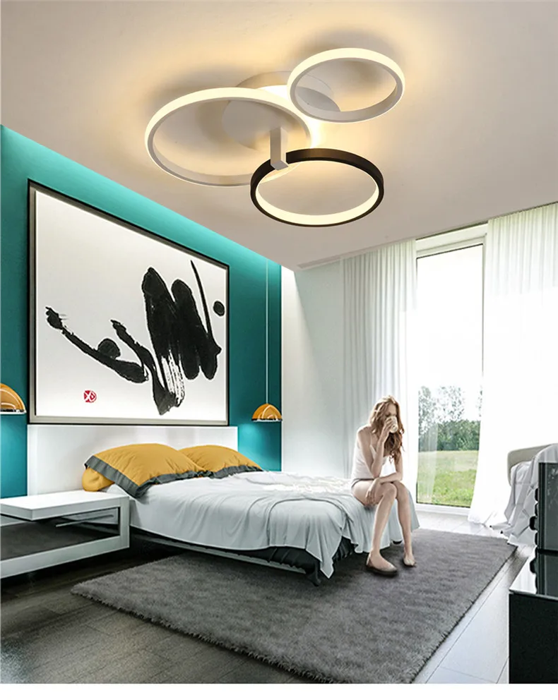 Белый+ черный современный Led люстра освещение для спальни sduty столовая акрил Блеск lampadario Потолочная люстра