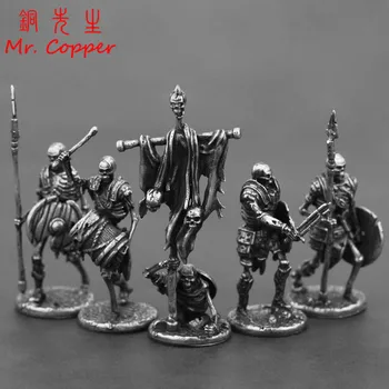 

White Copper Undead Skeleton Legion Figurines Miniature Decoration Retro Metal Skull Soldier Army Model Statue Desk Toy Ornament