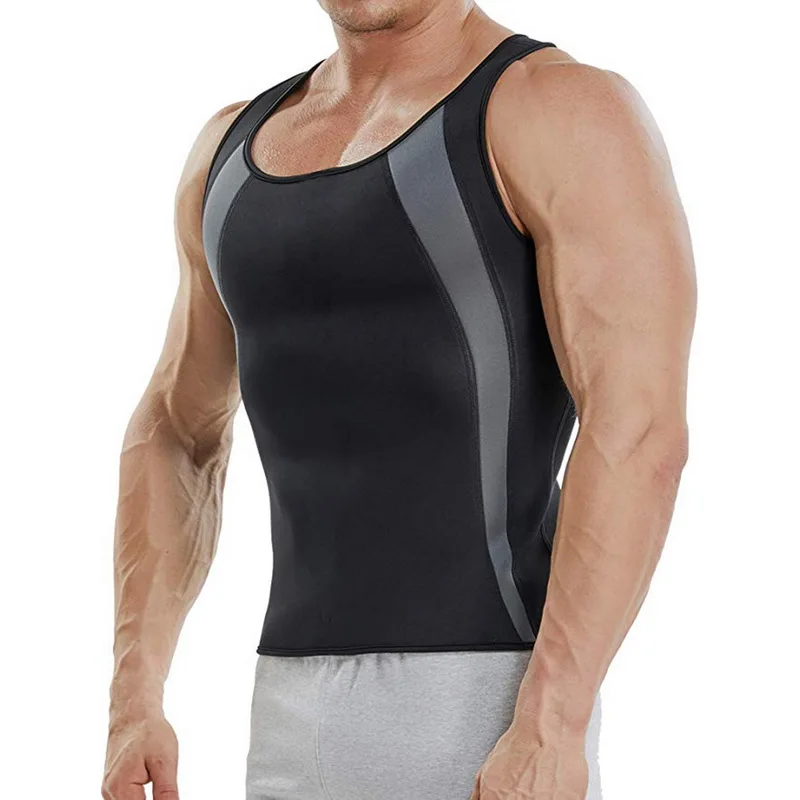 

2019 Shapewear Men Sauna Trainer Workout Vest Gym Tops Neoprene Bodybuilding Abdomen Waist Shaper New Weight Loss Men Tank Top