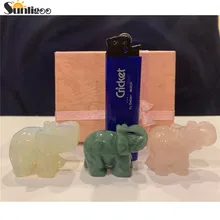 Sunligoo 1x Mini Opal Tiger eye Elephant Natural stone carved 1.5inch Figurine Healing Crystal Reiki Feng Shui Home Room Decor