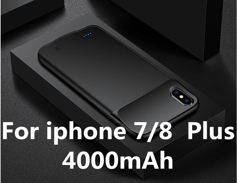 Ультратонкий 4000 мАч чехол для зарядного устройства для iphone X/XS XR XS Max чехол для зарядного устройства для iphone 7 8 Plus 6s 6 Plus Capa - Цвет: black for 7 8 plus