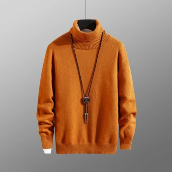 

Autumn Winter New Arrival Men Casual Sweaters Turtleneck Design Long Sleeve Pullovers no necklace