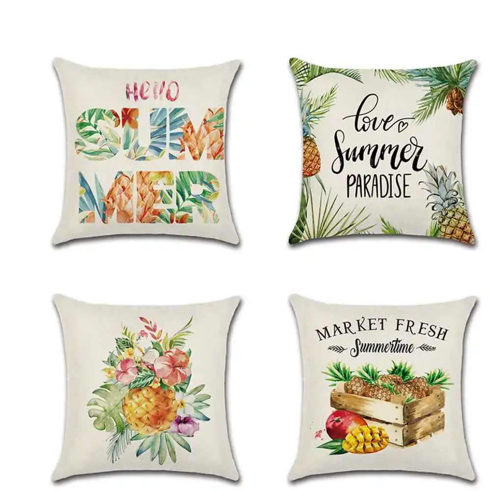 

Pillow Cushion Cover Sweet Summer Tropical Fruit Linen Pillowcase Pineapple Pillowcase Decoration 45x45 Pillowcase