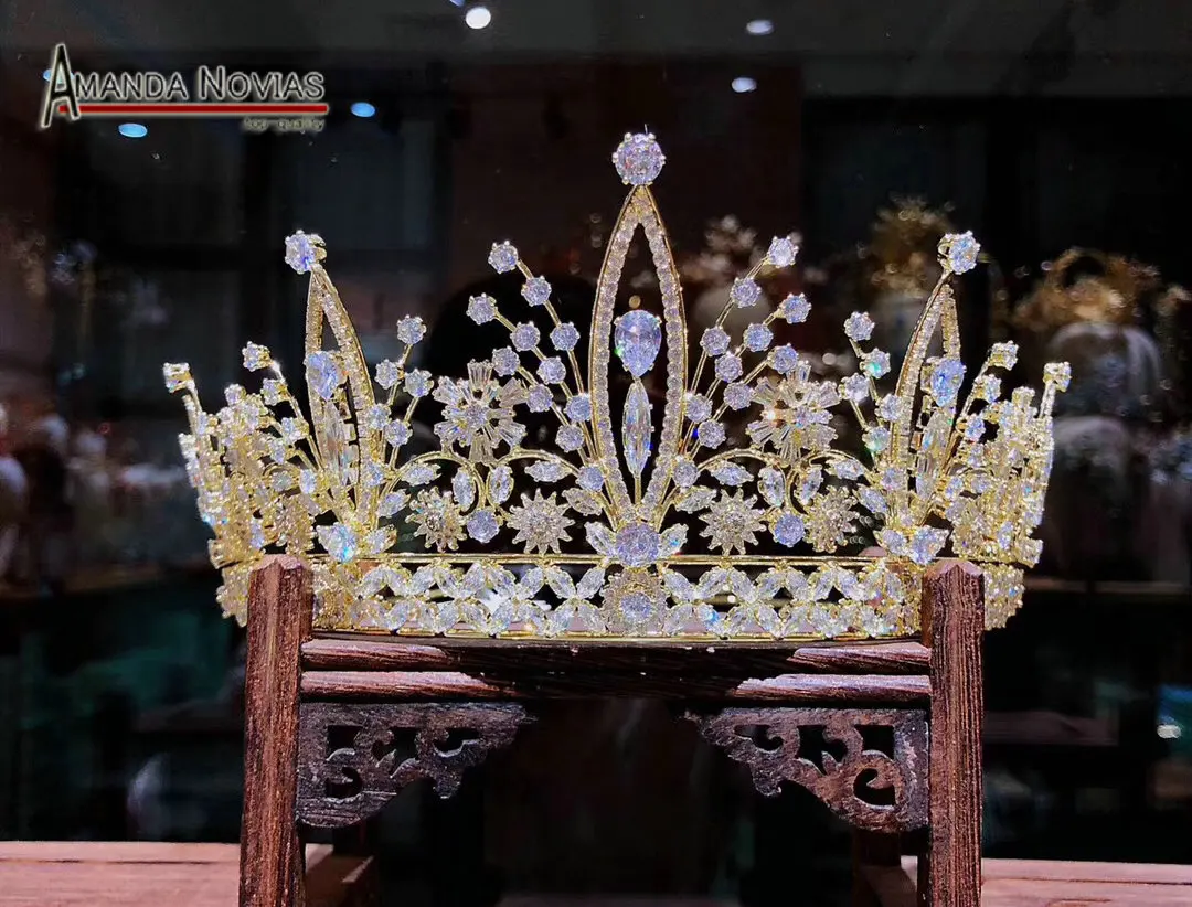 Ручная работа Роскошный белый стиль барокко кристалл свадебная корона тиара свадебные аксессуары для украшения волос