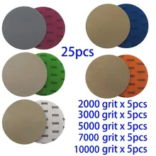 

25Pc 5inch 125mm Round Sandpaper Wet Dry Sanding Disc Sand Sheet Hook Loop Pad 2000-10000 Grit Metal Polishing Pad Grinding Tool