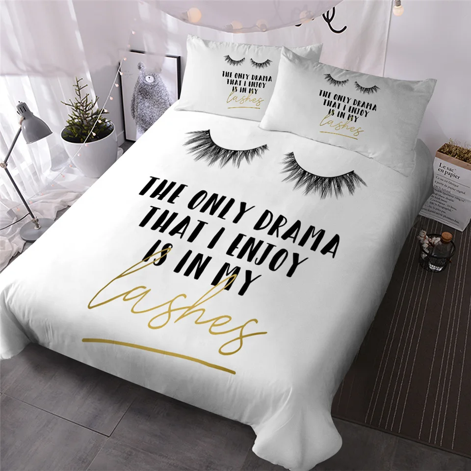 Eyelash 4 Blesslive набор постельного белья с изображением ресниц, королева, золото и черный, милый рисунок глаз, пододеяльник, набор из 3 предметов, Забавный пододеяльник для модных девочек - Цвет: Eyelash 4