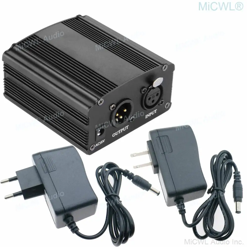 XLR 3Pin 48В фантомный источник питания для конденсаторного микрофона US Euro Au UK 100В