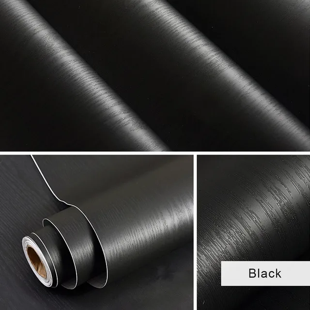 Pearl White DIY Decorative Film PVC Self Adhesive Wall Paper Furniture Renovation Stickers Kitchen Cabinet Waterproof Wallpaper Black wood