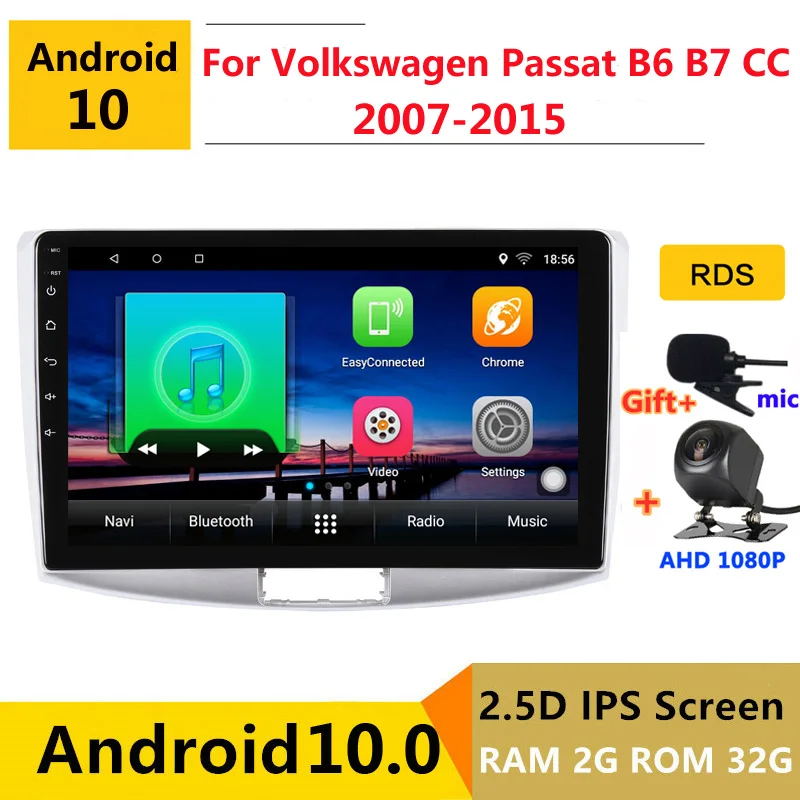 Автомобильный DVD плеер на Android 10 мультимедийный с GPS для Volkswagen VW Passat B6 B7 CC 2007 08 09 2015