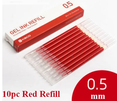 10pcs red refill Новые гелевые ручки Xiaomi Mijia, 10 шт., без колпачка, 0,5 мм, цилиндрическая ручка PREMEC, гладкая швейцарская заправка MiKuni, японские чернила, черные+ 10 шт., KACO Refil - Цвет: 10pcs red refill