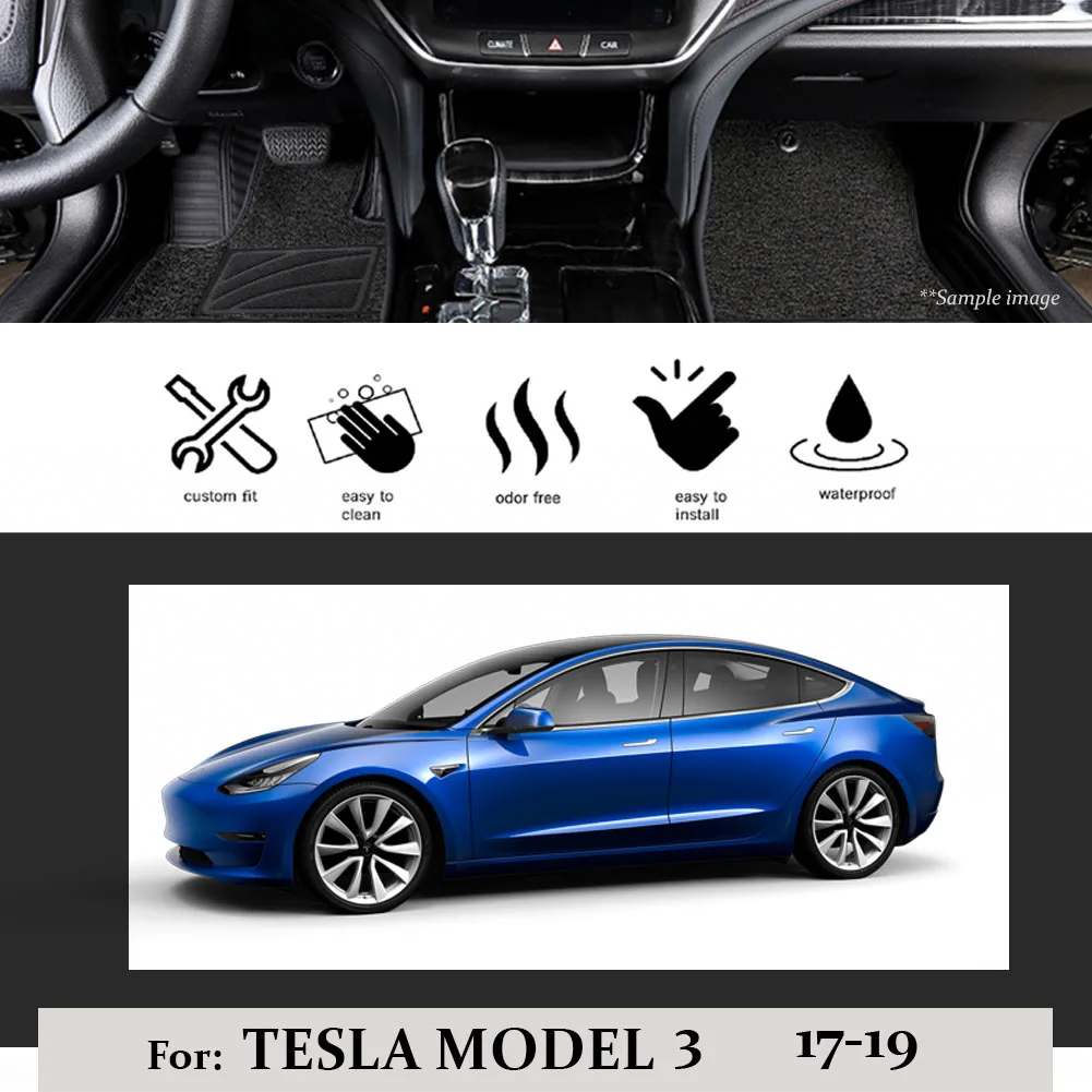 Для Tesla модель 3 LHD Автомобильный коврик коврики противоскользящие Передние Задние накладки под заказ коврик водонепроницаемый коврик без запаха