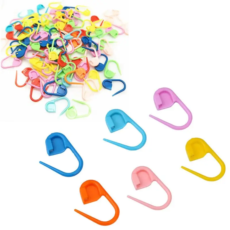 

50Pcs Candy Color Plastic Locking Stitch Markers Knitting Crochet Needle Clip