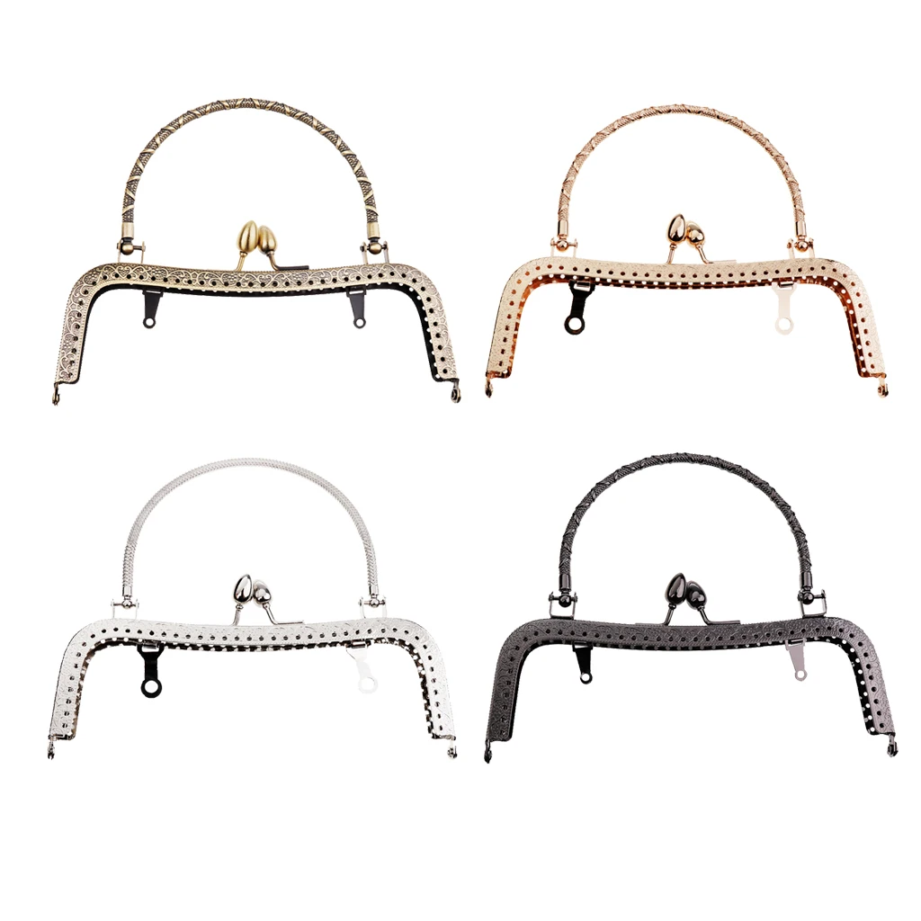 Retro Square Metal Embossed Purse Clutch Bag Handle DIY Craft Frame Kiss Clasp Lock 16.5cm