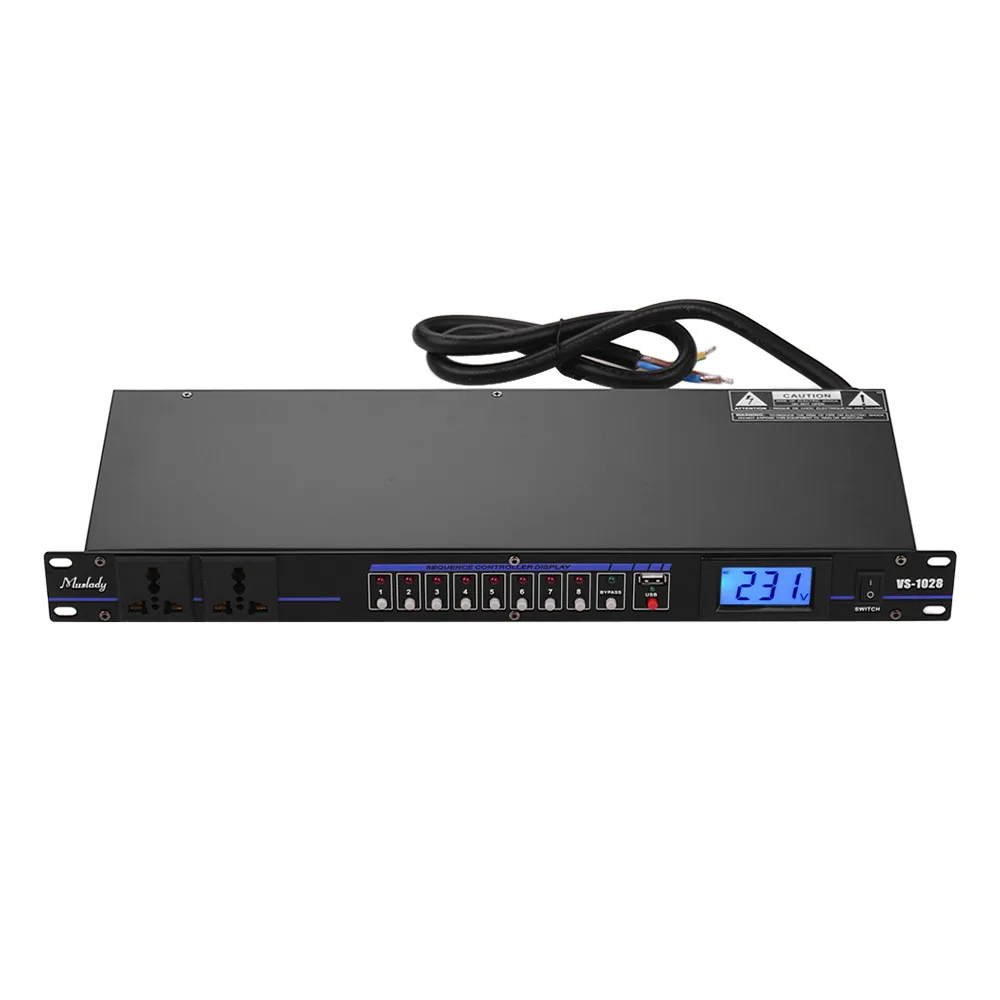 VS-1028 DB-00 8-полка с креплением на вентиляционную решетку крепление Мощность регулятор последовательности кондиционер Стабилизатор напряжения Питание регулятор с светодиодный свет для DJ - Цвет: VS-1028