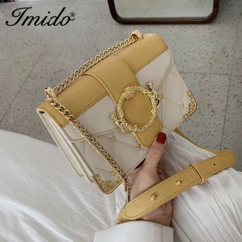 

Embroidery PU Leather Crossbody Bags for Women 2020 Chain Lock Designer Girl Shoulder Messenger Bag Female Travel Handbags