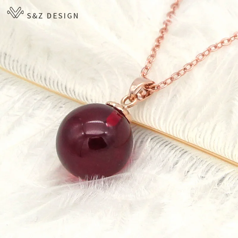 S&Z DESIGN Fashion 585 Rose Gold Color Round Flower Beads Pendant Necklace For Women Temperament Elegant Wedding Fine Jewelry