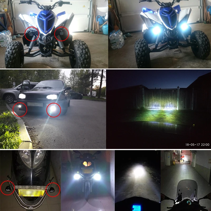Motorcycle Scooter LED Headlight Fog DRL Spot Lights 6W Spotlight Foglamp External Mounted Lamp High Power Bright DIY Lighting 8