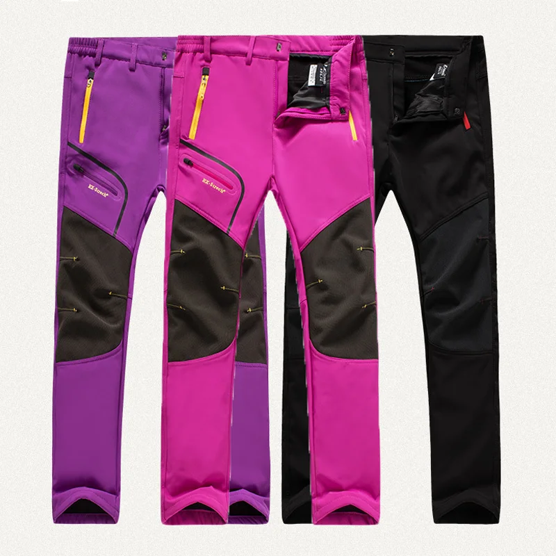 Woman winter Hiking Camp Climb Cold Days Trekking ski fleece Oversized Plus Size pant waterproof softshell Outdoor Trousers Warm