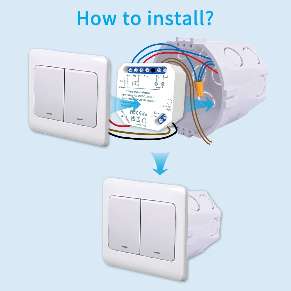 Interruptor Inteligente de Corredor sem Fio Faça Você Mesmo Módulos Engenhosos Aplicativo Life Tuya Trabalha com Alexa Echo e Google Home - Image 2